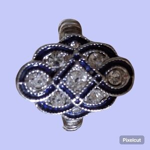 Blue and Silver Crystal Accent Women's Ring